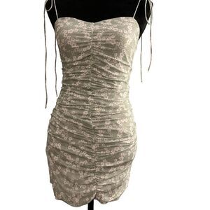 Bailey Rose Mini Cami Sage Green Floral Dress Spaghetti Tie size Medium lined